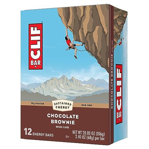 CLIF BAR - Chocolate Brownie Flavor - Made with Organic Oats - Non-GMO - Plant Based - Energy Bars - 2.4 oz. (12 Pack)