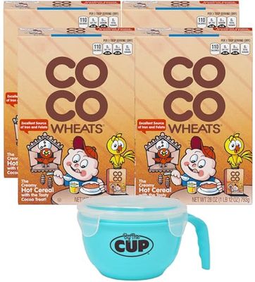 CoCo Wheats 28 Ounce (Pack of 4) with By The Cup Cereal Bowl