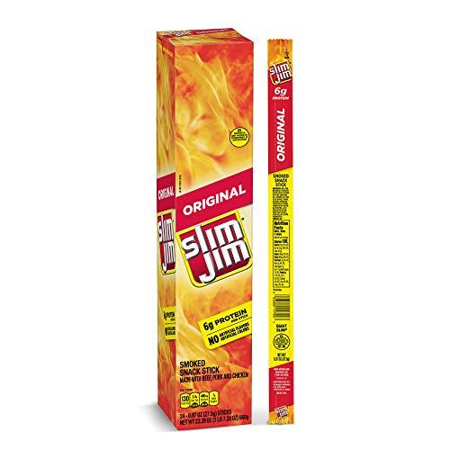 Slim Jim Giant Smoked Meat Sticks, Original Flavor, 6g Protein Per Stick, Great Stocking Stuffer, 0.97 oz. (24 Count)