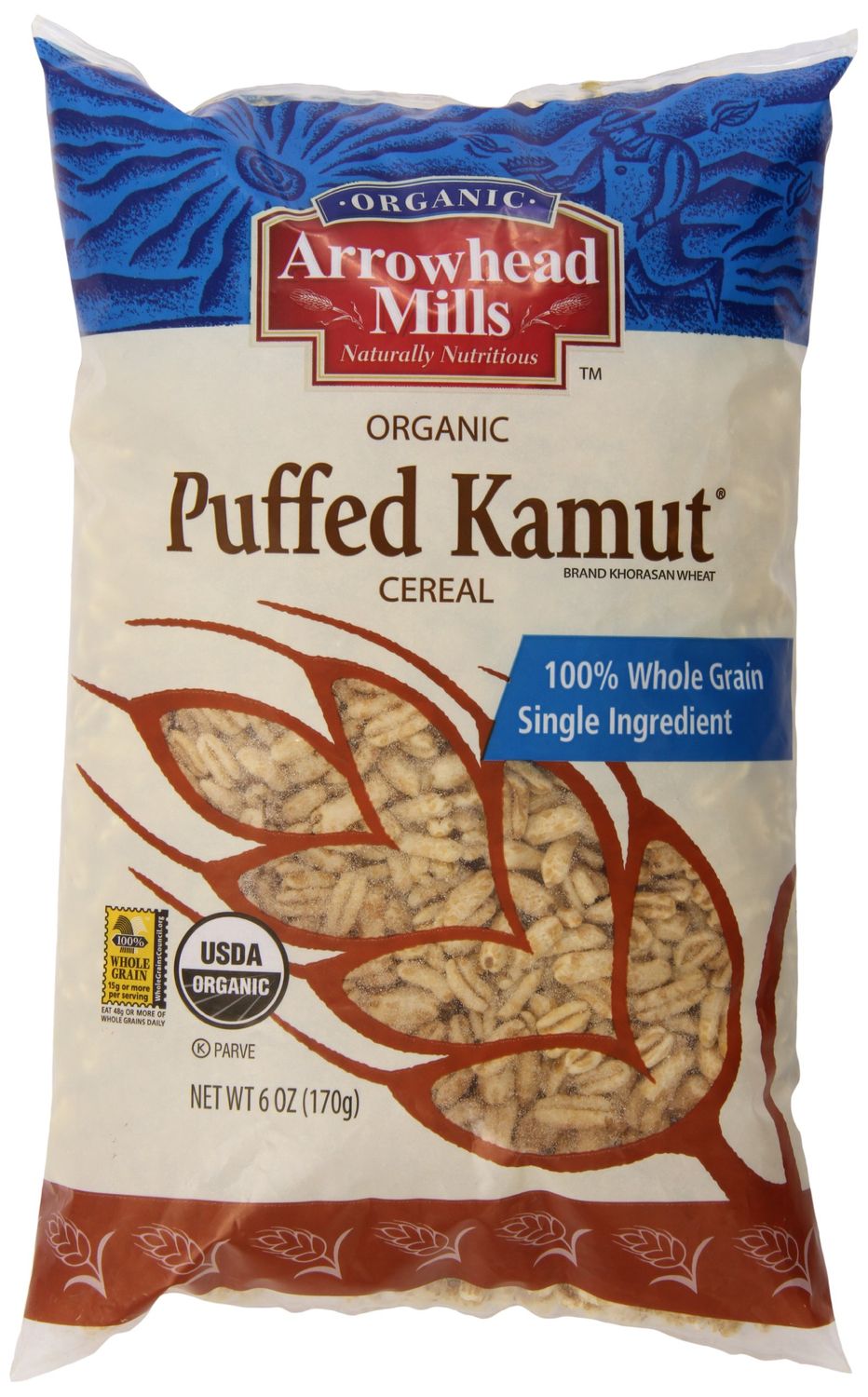 Arrowhead Mills Organic Puffed Kamut Cereal, 6 oz Bag
