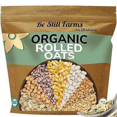 Organic Oatmeal Regular Rolled Oats - Old Fashioned Oat Bulk (2.8 lb) Be Still Farms - 100% Whole Grain | High in Fiber &amp; Protein | USA Grown | USDA Certified | Vegan | Non-GMO | Sugar-Free