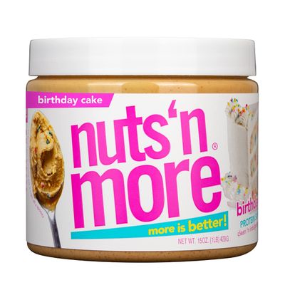 Nuts N More Birthday Cake Peanut Butter Spread, Added Protein All Natural Snack, Low Carb, Low Sugar, Gluten Free, Non-GMO, High Protein Flavored Nut Butter (15 oz Jar)