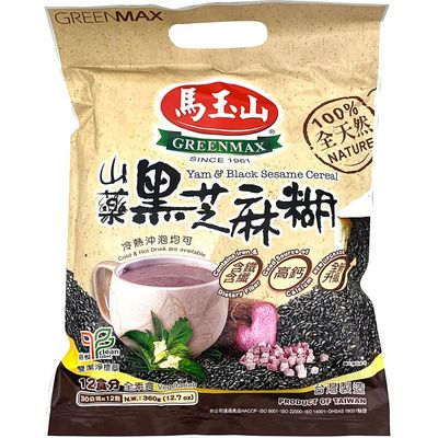 Greenmax Yam &amp; Black Sesame Instant Cereal, 12 Servings, 12.7 Oz. Single Pack