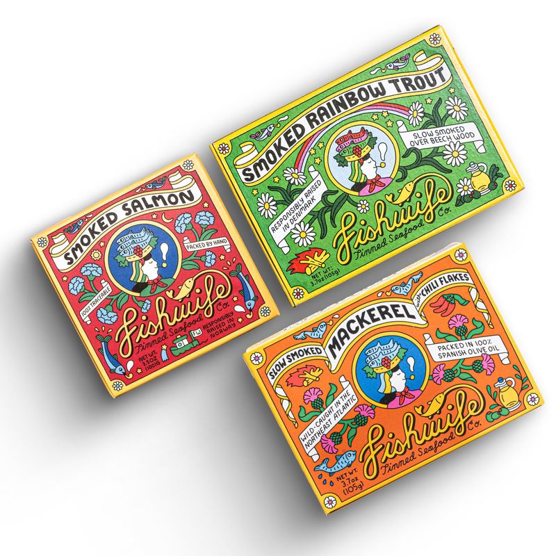 Fishwife Smoky Trio 3-Pack (Smoked Rainbow Trout, Smoked Salmon, Smoked Mackerel) | Gluten Free, High Protein | Hand-Packed