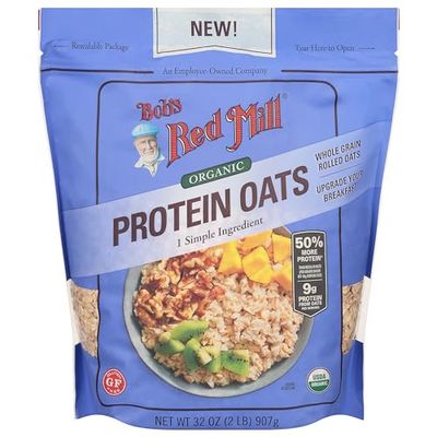 Bob&#39;s Red Mill Organic High Protein Oats - 32 oz (Pack of 1), 9g/Serving, Gluten Free, Non GMO, Whole Grain, Plant Based Protein
