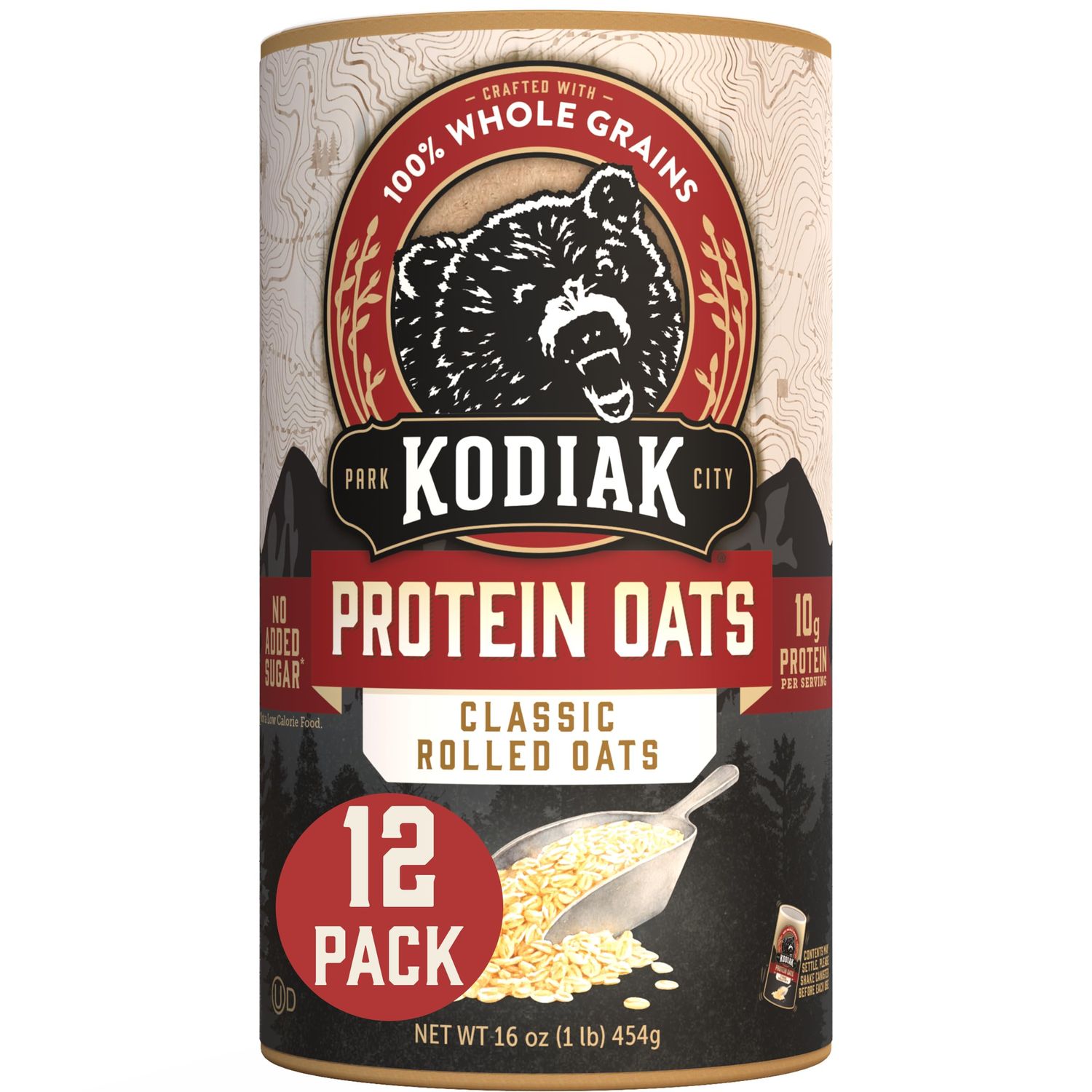 Kodiak Cakes Oatmeal Canister, Rolled Oats, High Protein, 100% Whole Grains (12 canisters)