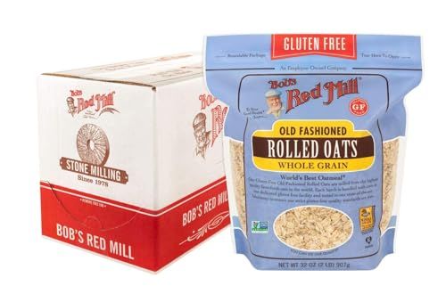 Bob&#39;s Red Mill Gluten Free Old Fashioned Rolled Oats, 32oz (Pack of 4) - Non GMO, Whole Grain, Vegan, Kosher