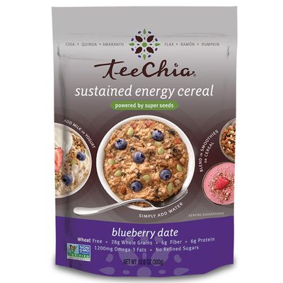 TeeChia Organic Super Seeds Cereal - Blueberry Date - Nutrient Dense Instant Breakfast | No Sugar Added | Gluten Free | High in Fiber | High in Protein | Non-GMO, 10.6 Ounce
