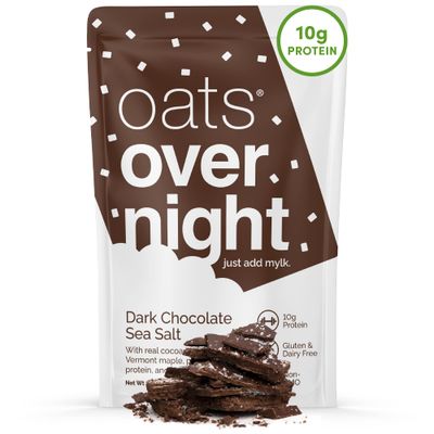 Oats Overnight - Dark Chocolate Sea Salt - Vegan, 10g Protein, High Fiber Breakfast Shake - Gluten Free, Non GMO Oatmeal (2.2 oz per meal) (24 Pack)