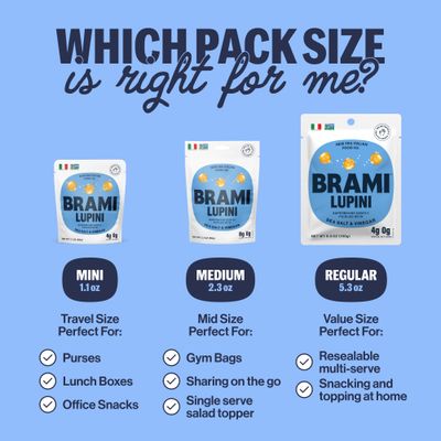 BRAMI Lupini Beans Snack, Variety Pack | 7g Plant Protein, 0g Net Carbs | Vegan, Vegetarian, Keto, Plant Based, Mediterranean Diet, Non Perishable, 5.3 Ounce (Pack of 8)