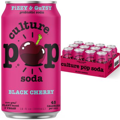 Culture Pop Soda Probiotic Low Sugar Soda - Sparkling Probiotic Drink Soda for Gut - Seltzer, Soda Pop &amp; Sparkling Juice Alternative - Non-GMO, Kosher, Gluten-Free &amp; No Stevia (Pack of 12)