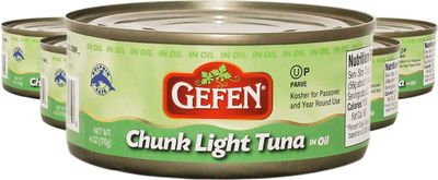 Gefen Chunk Light Tuna in Oil 6oz (6 Pack), Low Fat, Kosher for Passover