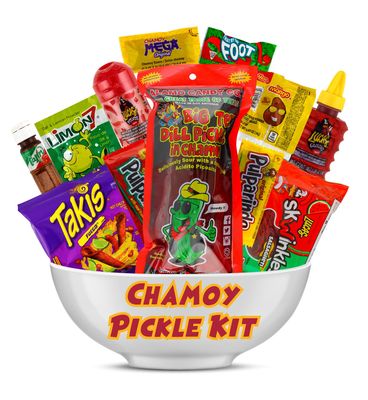 Chamoy Pickle Kit, Mexican Candy Mix Ready to make the Famous TikTok Trend, Includes Original Alamo Dill Pickle, Baby Lucas, Lucas Gusano, Skwinkles Salsaghetti, Tajin &amp; Pulparindo by LookOn
