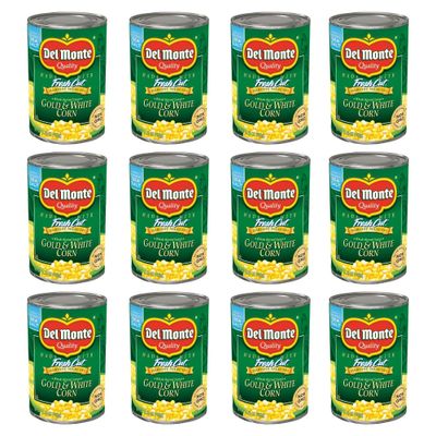 Del Monte Canned Harvest Select Fresh Cut Whole Kernel Sweet Gold &amp; White Corn, 15.25 Ounce (Pack of 12)