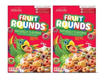 Millville Naturally Flavored Fruit Rounds Sweetened Multi-Grain Breakfast Cereal - 2 Pack (12.2 oz ea)