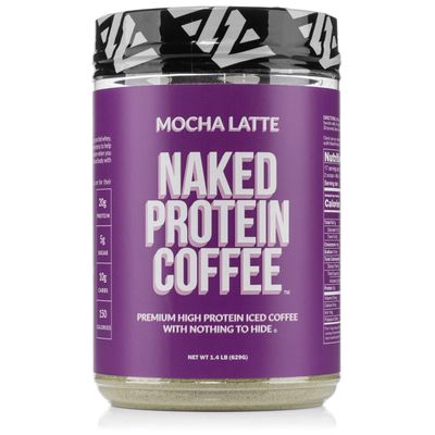 Naked Nutrition Mocha Latte Protein Coffee - Premium Instant Coffee - Protein Shake, Iced Coffee, Protein Drinks, Delicious Keto Friendly and Gluten Free, 17 Servings