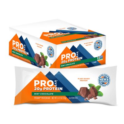 PROBAR - PROTEIN Bar, Mint Chocolate, Non-GMO, Gluten-Free, Healthy, Plant-Based, Whole-Food Ingredients, Natural Energy (12 Count)