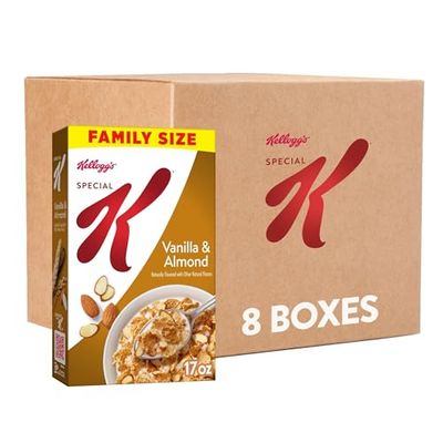 Kellogg&#39;s Special K Breakfast Cereal, Fiber Cereal, Family Breakfast, Family Size, Vanilla and Almond (8 Boxes)