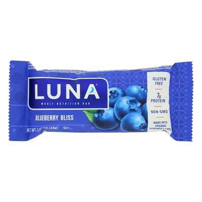 Clif Bar Luna Bar - Organic Blueberry Bliss - Case of 15 - 1.69 oz - 70%+ Organic -