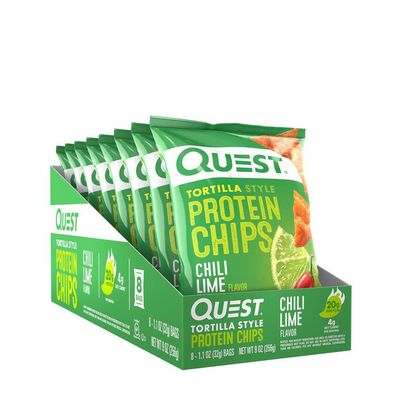 Quest Nutrition Tortilla Style Protein Chips, Chili Lime, Low Carb, Gluten Free, Baked, 1.1 Ounce (Pack of 8)