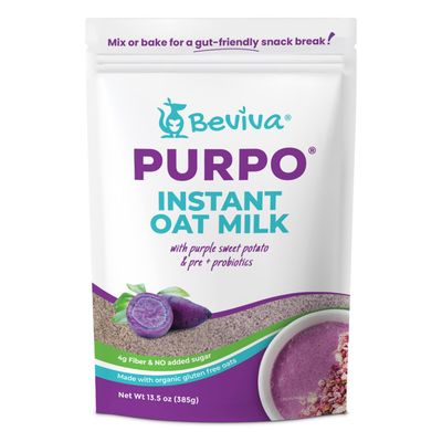 Beviva PURPO Instant Oat Milk - Vegan oat milk with purple sweet potato, Dairy-Free, Gluten-Free, Organic Oats