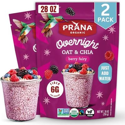 Prana Organic Overnight Chia with Oats Berry Fairy | Rich in Fiber &amp; Protein, Vegan, Non-GMO | Ready to Eat Breakfast - 28 oz Bags - 2 Pack
