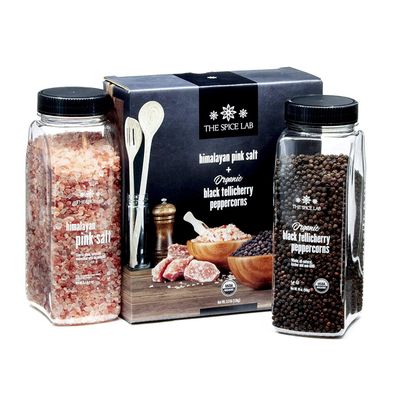 The Spice Lab Pink Himalayan Salt Coarse 2.2 Pound Tub &amp; USDA Organic Tellicherry Peppercorns 18oz Tub - Combo Salt and Pepper Gift Pack - Peppercorns for Grinder