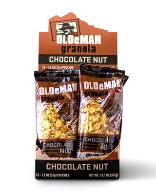 Olde Man Granola Gluten Free Granola - Non-GMO Healthy Granola Cereal - Soft Whole Grain Oats, Butter, Brown Sugar - Handmade in Colorado (Chocolate Nut, 12 To-Go Pouches)