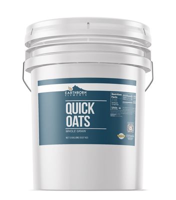 Earthborn Elements Quick Oats 5 Gallon Bucket, Bulk Size, Quick Breakfast, Whole Grain Oats