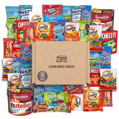 SCHOOLHOUSE SNACKS - Snacks for Kids (50 Count) | Snack Box for Kids with American Snack Assortment | Perfect Kids School Snacks, Variety Snack Box, Camp Care Package, Travel Snack Box, Snack Gift Box
