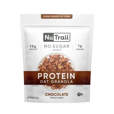 NuTrail 15g Protein Granola Cereal, Chocolate, No Sugar Added, Gluten Free, Made with Whey, 8 oz. 1 Count