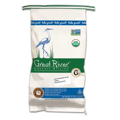 Great River Organic Milling, Oatmeal, Regular Rolled Oats, Organic, 25-Pounds (Pack of 1)