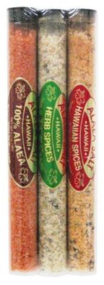 Hawaii 100% Red Alaea Salt &amp; Herb Spices Assorted Gift Set 3 Tubes