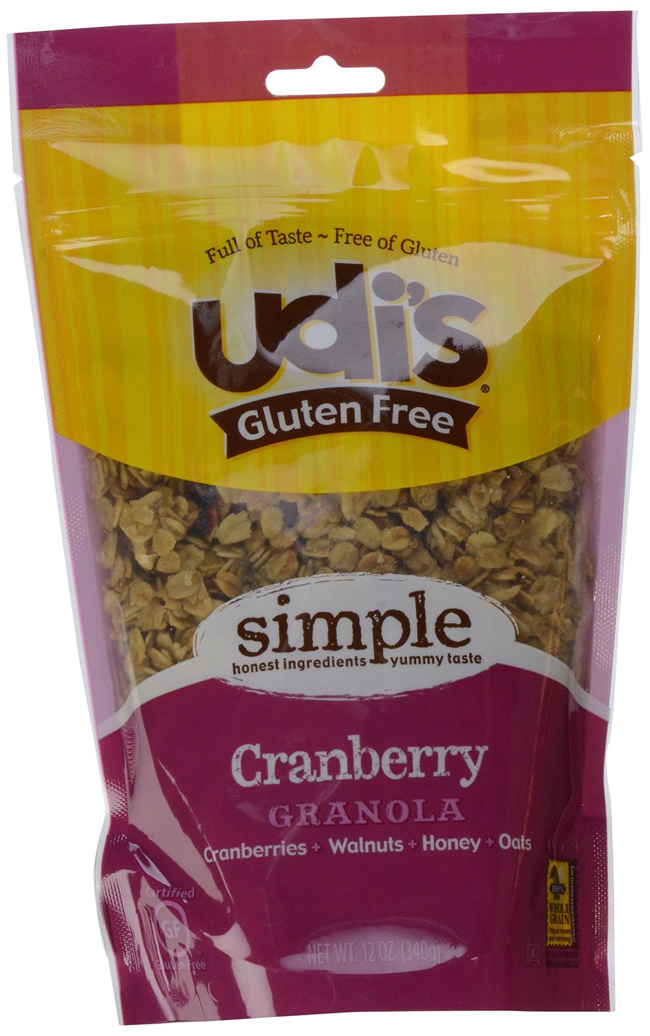 Udi&#39;s Gluten Free Granola, Cranberry, 12 oz Pouches (Pack of 3)