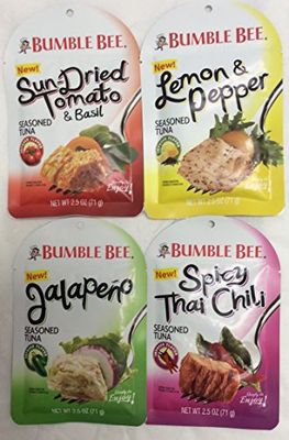 Bumble Bee Seasoned Tuna Variety 4-pack - Jalapeo, Lemon &amp; Pepper, Spicy Thai Chili and Sun-Dried Tomato &amp; Basil (2.5 oz each)