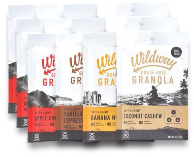 Wildway Keto Granola Snack Packs| Variety | Grain-Free Certified Gluten-Free Cereal | Vegan, Low Carb &amp; No Sugar Added | Paleo-Friendly, Non-GMO Fruit &amp; Nut Clusters | Nutrient-Rich Snack | 12 Pack