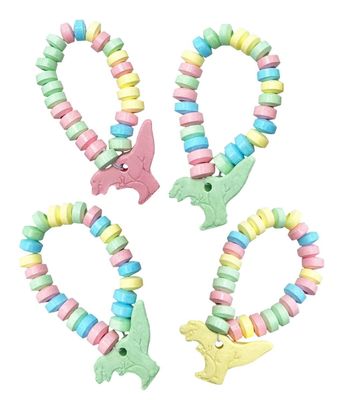 Dinosaur Candy Bracelets - Individually Wrapped Bulk (24 pieces) - Great for Dinosaur Birthday - Party Favors - Dino Goodie Bags - Baby Shower - Pinata - Party Favor Candy for Kids