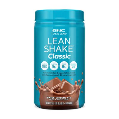GNC Total Lean Shake 25 Protein Powder | Protein Meal Replacement with Fiber | Fuels Metabolism and Supports Lean Muscle | Swiss Chocolate | 16 Servings