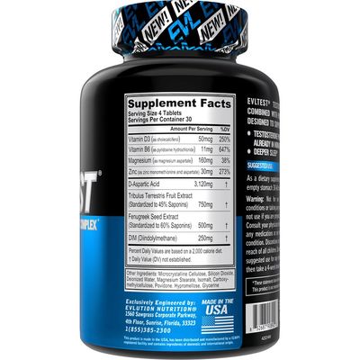EVL Complete Testosterone Booster for Men - Post Workout Recovery Testosterone Supplement for Men with DIM Plus D Aspartic Acid and Tribulus - EVLTest Estrogen Blocker for Men Post Workout Supplement