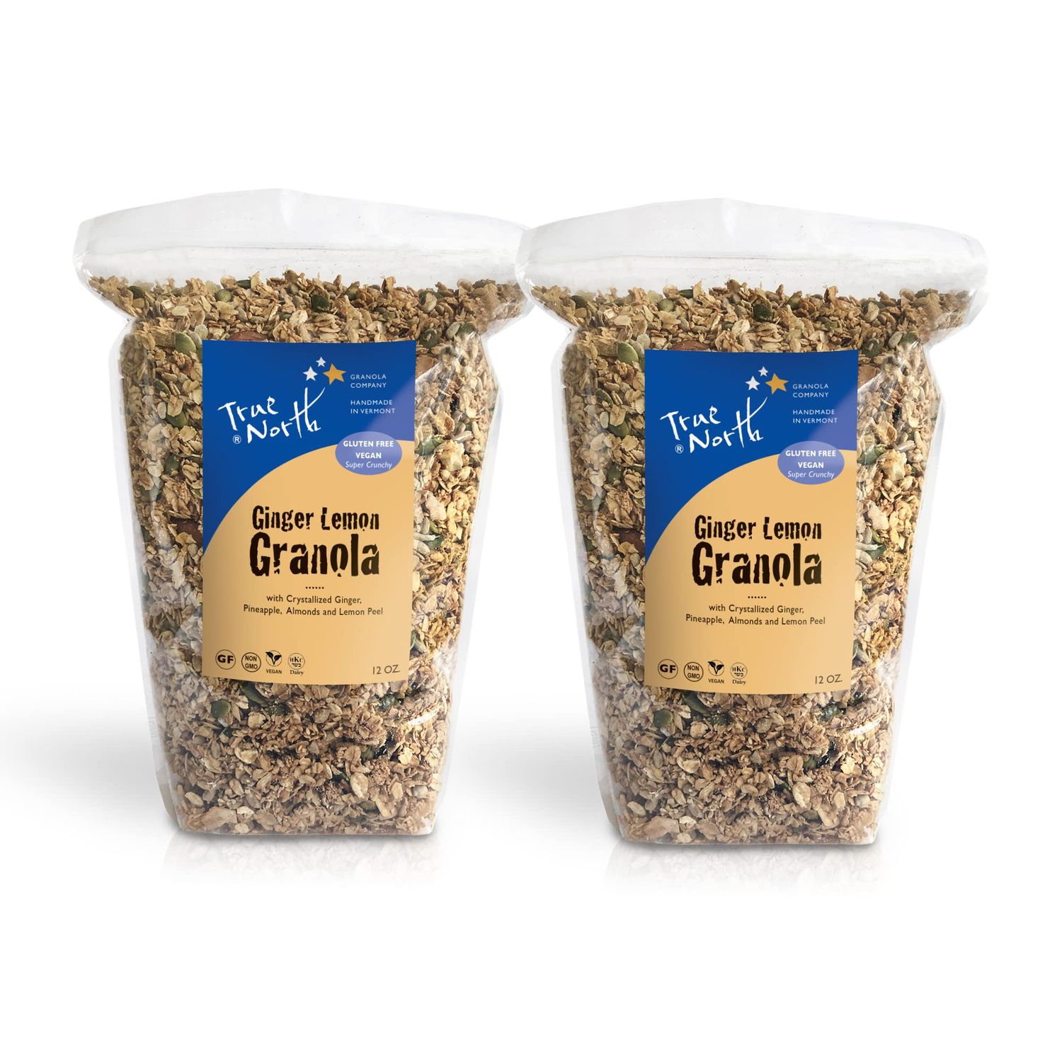 True North Granola - Ginger Lemon Granola with Pineapple and Almonds, Gluten Free, Vegan, All Natural and Non-GMO, 12 oz. (Pack of 2)