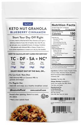 LOW CARB Keto Nut Granola, Blueberry Cinnamon, 22oz (642g)