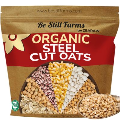 Steel Cut Oats Organic Oatmeal Bulk (4.8 lb) - Irish Oatmeal Cut Oat Groats by Be Still Farms - 100% Whole Grain | High Protein Cereal | USDA Certified | USA Grown | Vegan | Non-GMO | Sugar Free