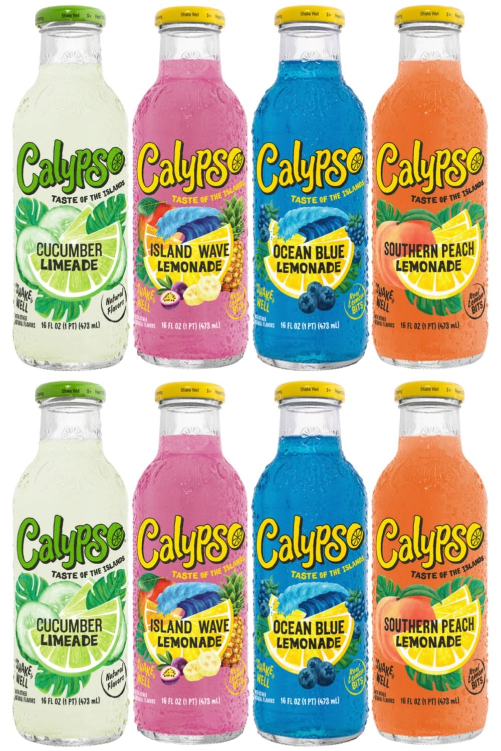 Calypso Lemonades Made with Real Fruit and Natural Flavors | 4 Flavor Variety,16 Fl Oz (Pack of 8)