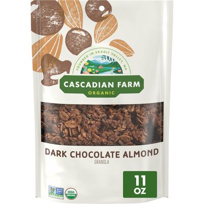 Cascadian Farm Organic Granola, Dark Chocolate Almond Cereal, Resealable Pouch, 11 oz.