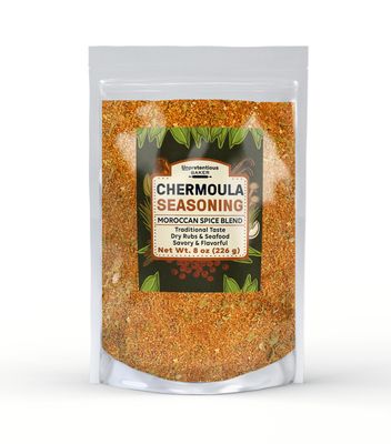 Unpretentious Chermoula Seasoning, 8 oz, Moroccan Spice Blend, Dry Rubs &amp; Seafood, Flavorful Spices