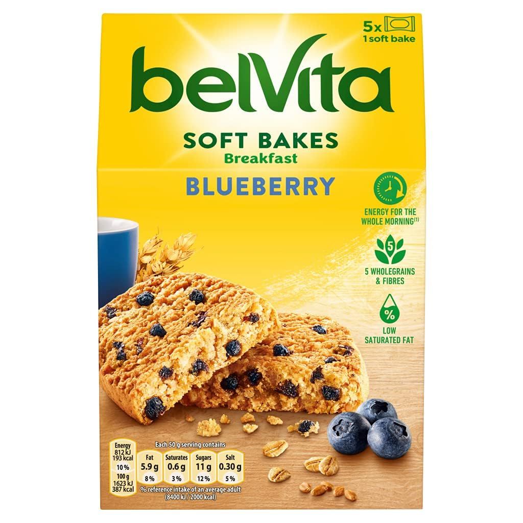 Belvita Breakfast Biscuits Soft Bakes Filled Blueberry, 250 g