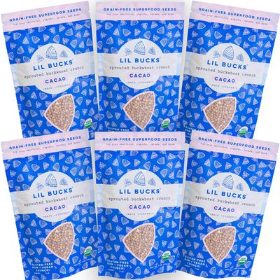 Lil Bucks Paleo Cereal - Sprouted Buckwheat Groats, Gluten Free Granola (CACAO, 6 Pack)
