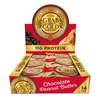 Snack Bars by Grab The Gold - Organic, Gluten Free, Vegan, Kosher, &amp; Dairy Free - 11g of Protein - Chocolate Peanut Butter (14 Count)