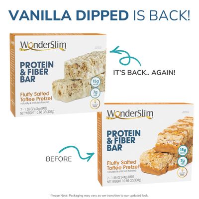 WonderSlim Protein &amp; Fiber Bar, Salted Toffee Pretzel, 15g Protein, 7g Fiber, Gluten Free (7ct)