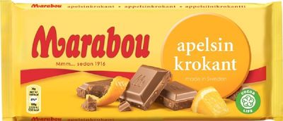 Marabou Apelsin Krokant Original Swedish Milk Chocolate Apelsinkrokant Bar 200g. By Kraft Foods.